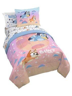 NWT Jay Franco Bluey Kids Pink Cartoon Comforter Set Full Size 7-Piece Set